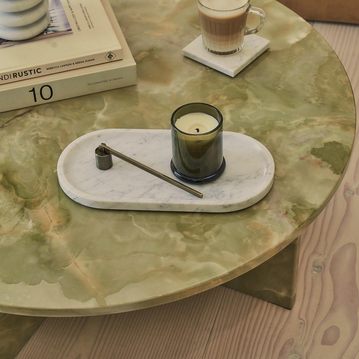 Ravello - Green Onyx Round Premium Solid Marble Coffee Table