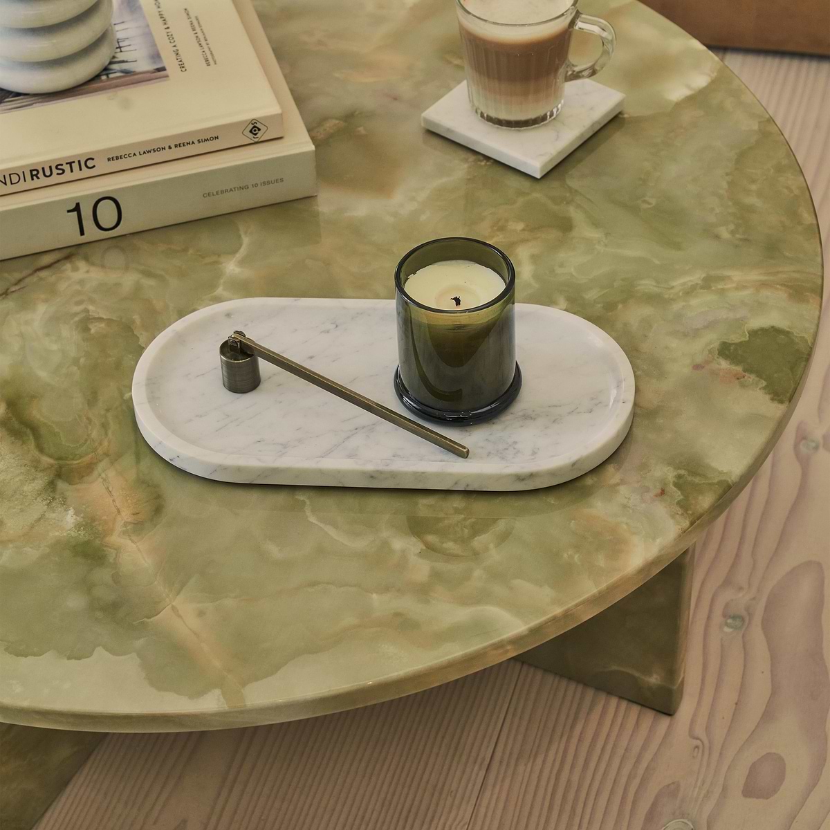 Ravello - Green Onyx Round Premium Solid Marble Coffee Table