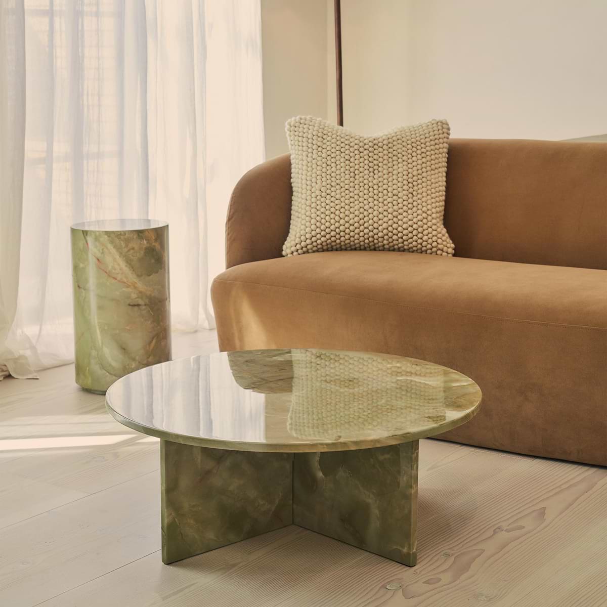 Ravello - Green Onyx Round Premium Solid Marble Coffee Table