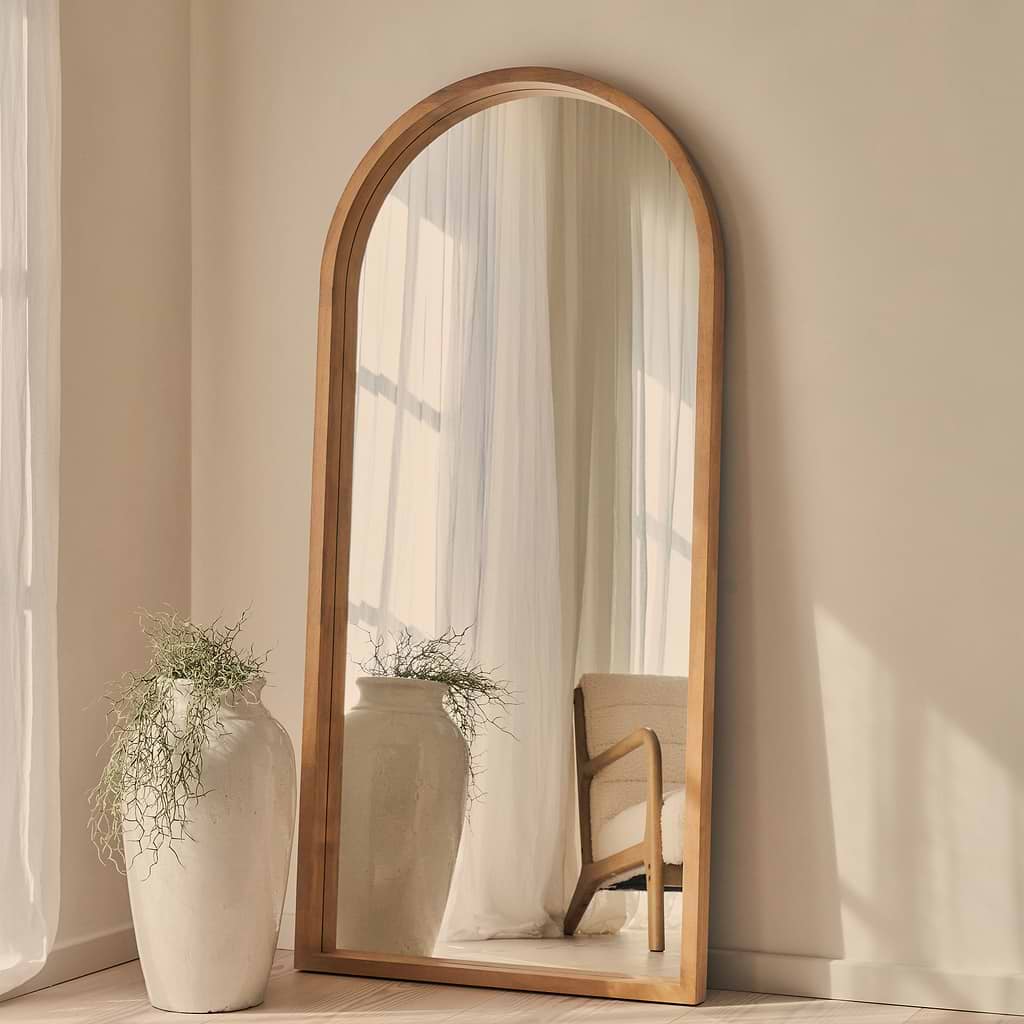 Lilia Full Length Warm Arched Wooden Mirror 170cm x 80cm