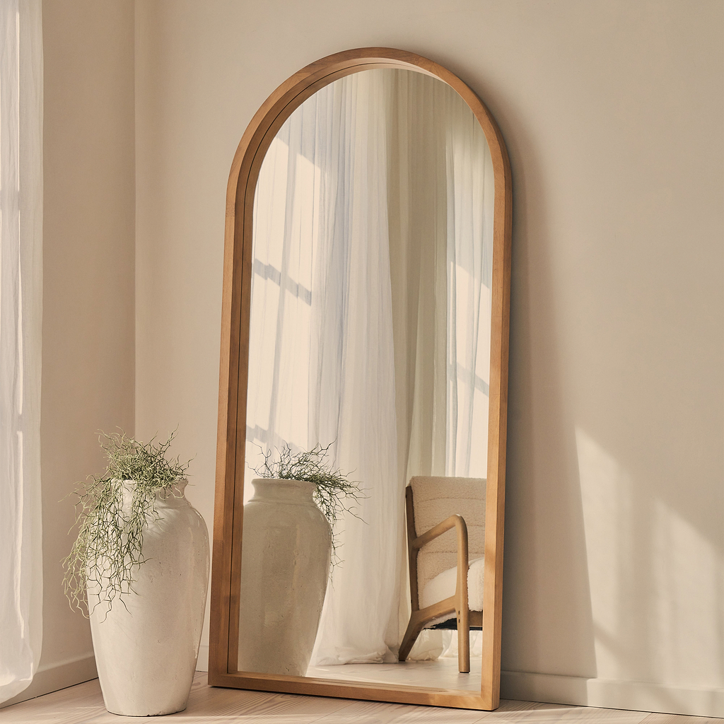 Lilia Full Length Warm Arched Wooden Mirror 170cm x 80cm