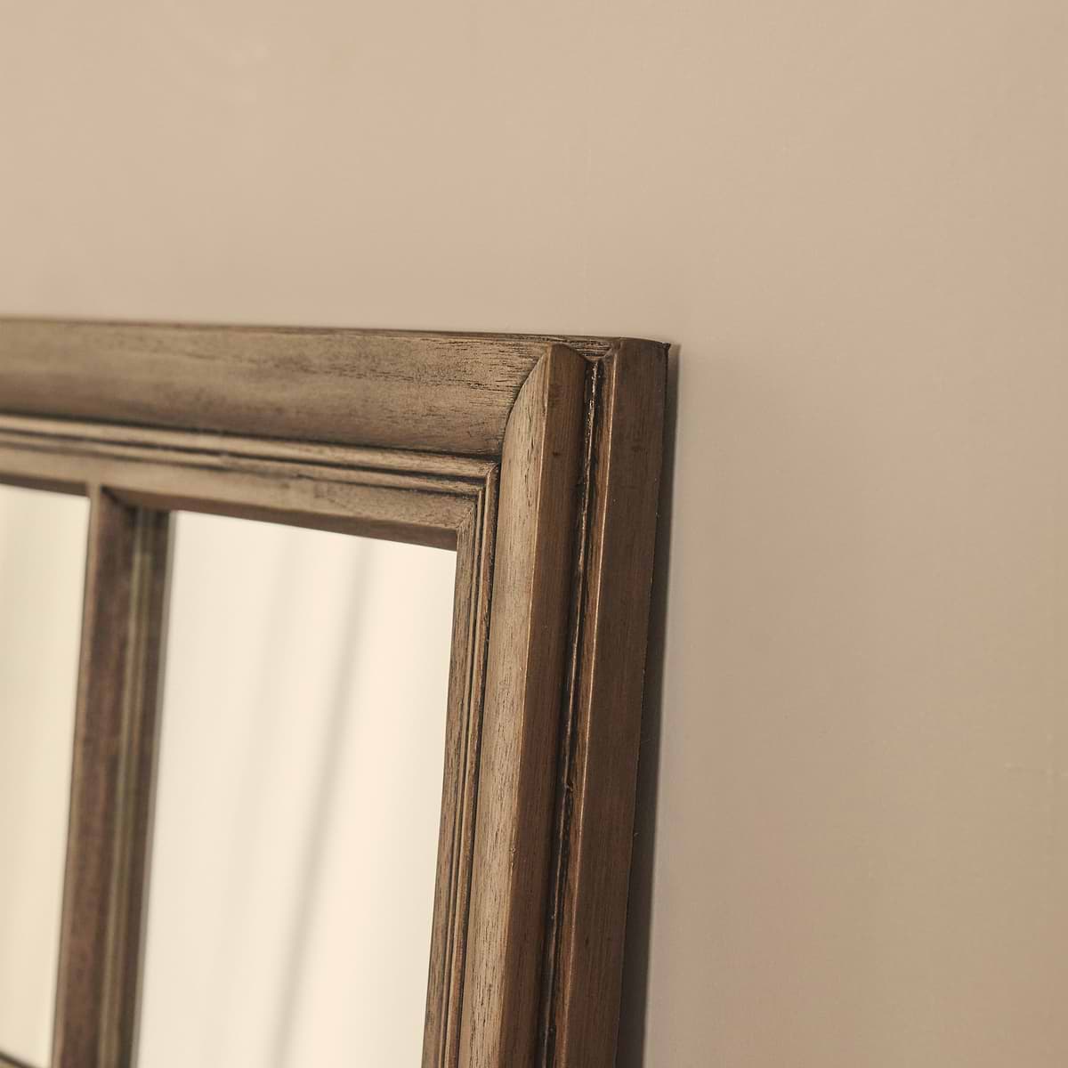 Sasha - Dark Wood Shabby Chic Rectangular Window Mirror 134cm x 70cm