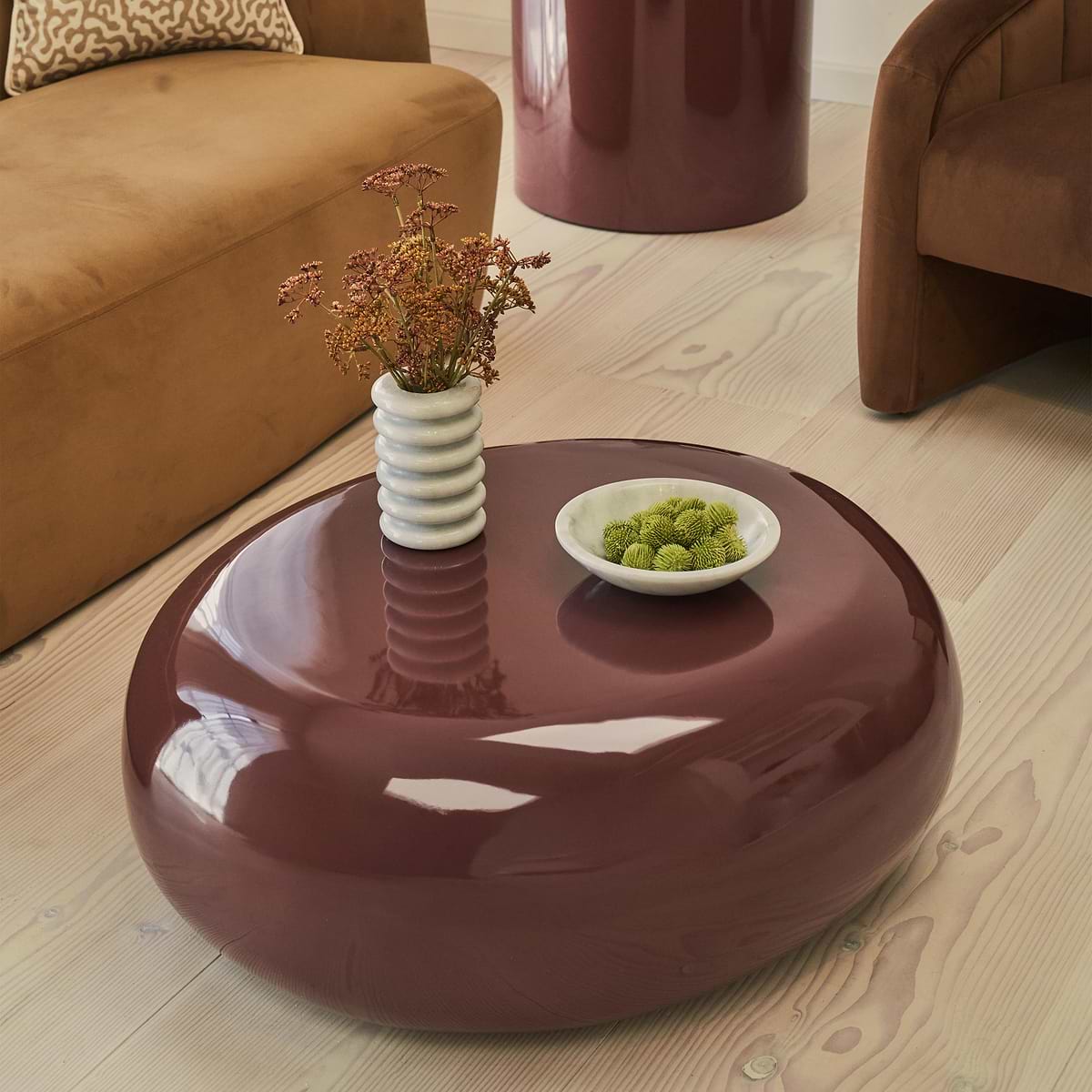 Rivington - High Gloss Burgundy Large Pebble Coffee Table
