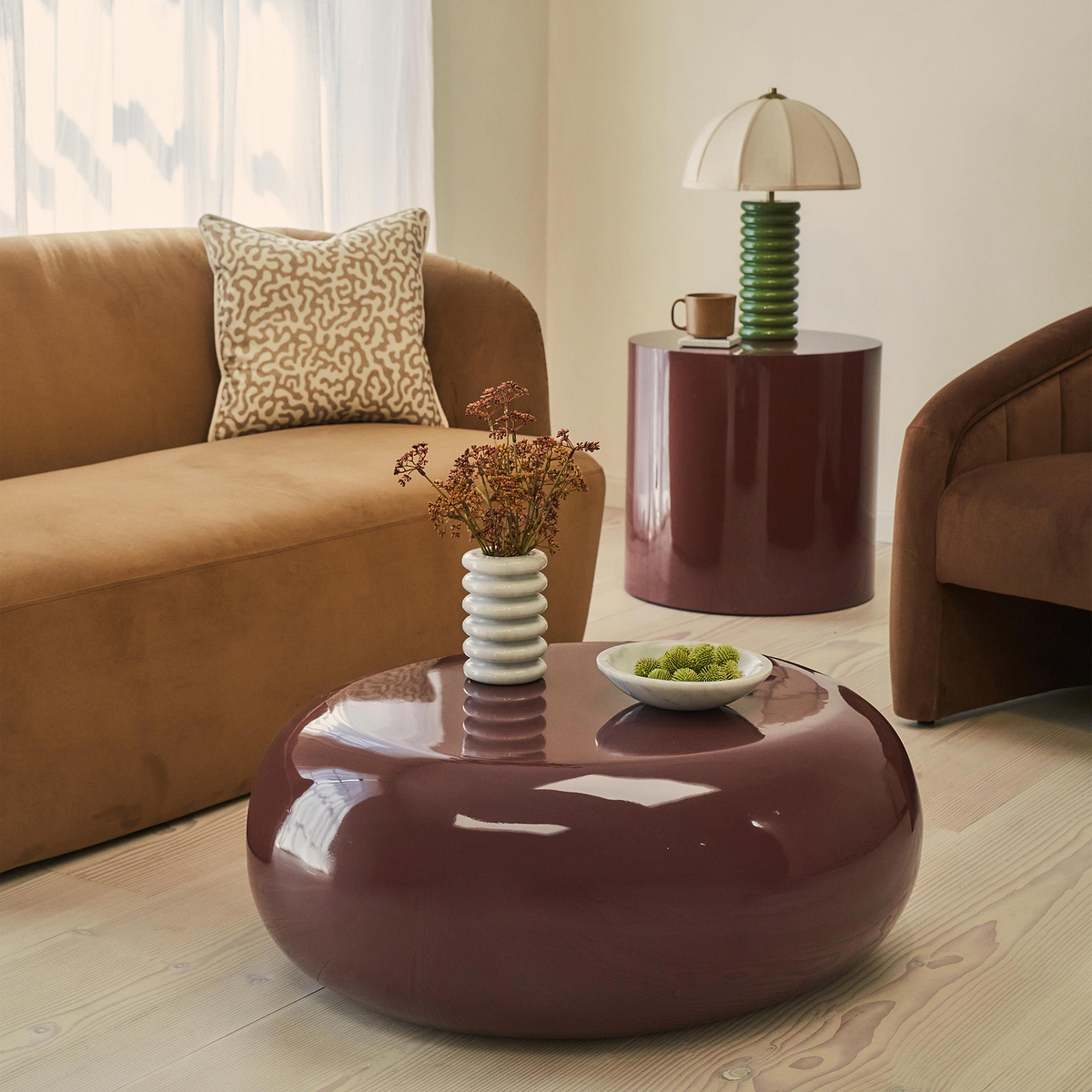 Rivington - High Gloss Burgundy Large Pebble Coffee Table