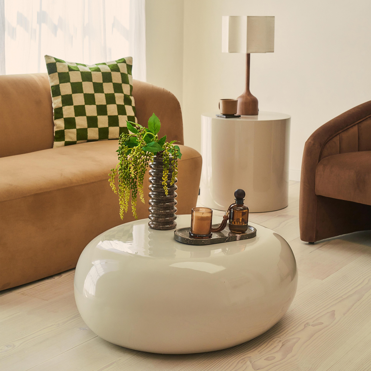 Rivington - High Gloss Ivory Large Pebble Coffee Table
