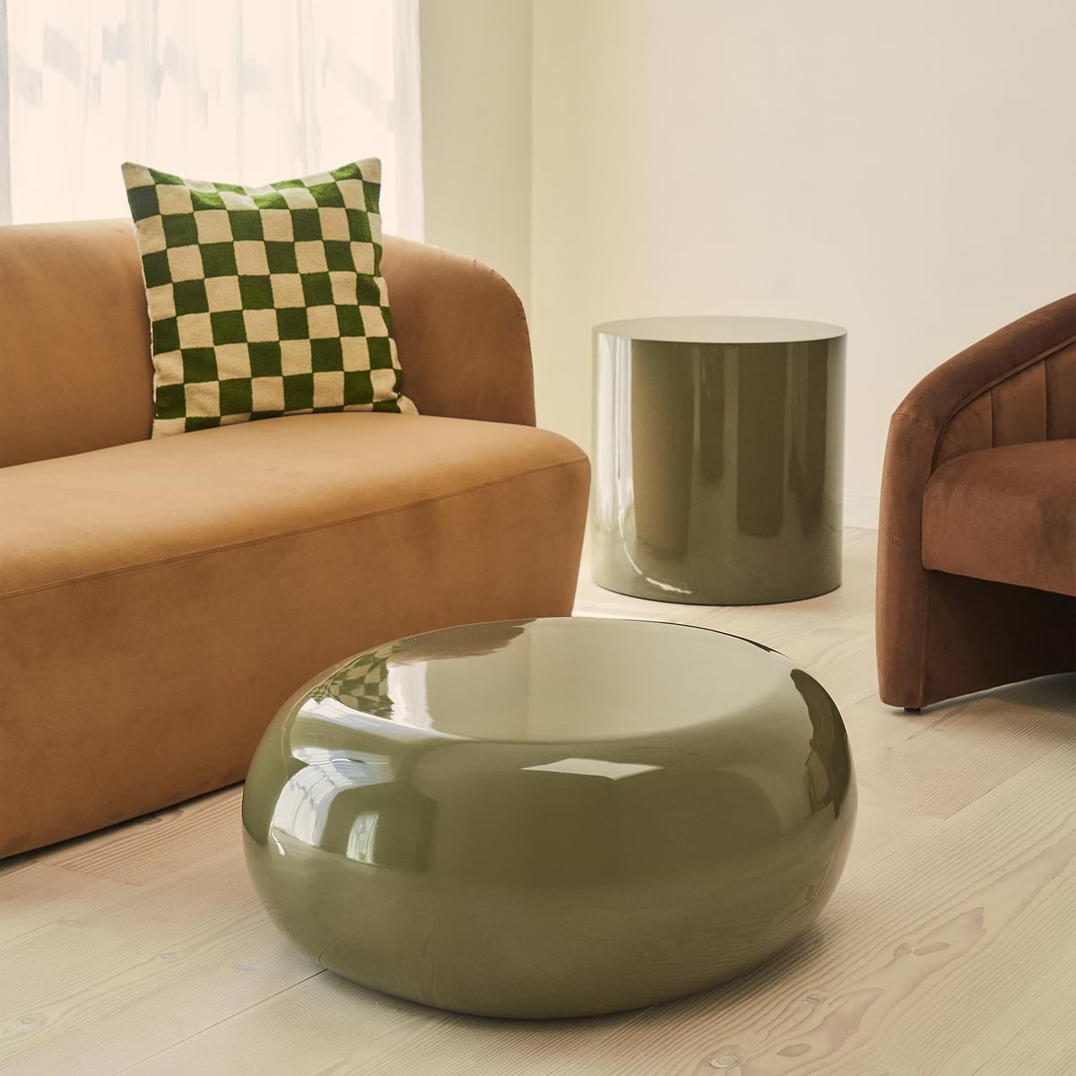 Rivington - High Gloss Olive Green Large Pebble Coffee Table
