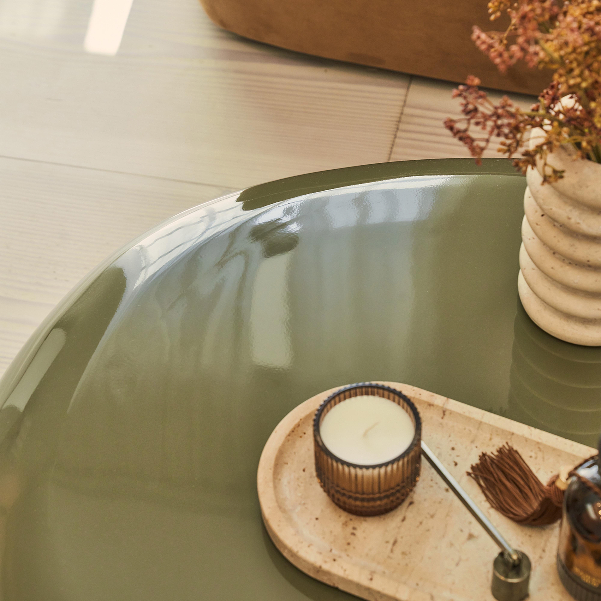 Rivington - High Gloss Olive Green Large Pebble Coffee Table