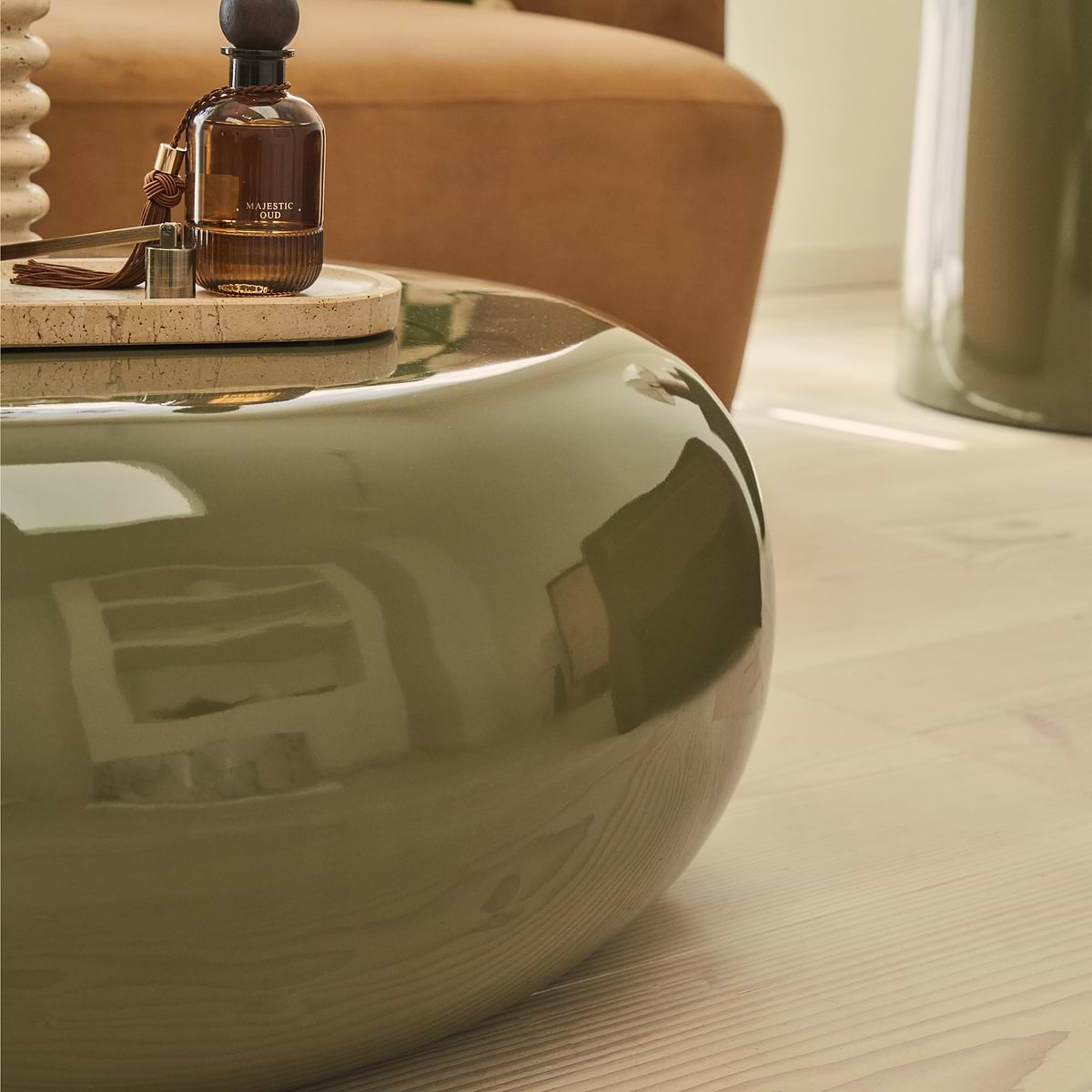 Rivington - High Gloss Olive Green Large Pebble Coffee Table