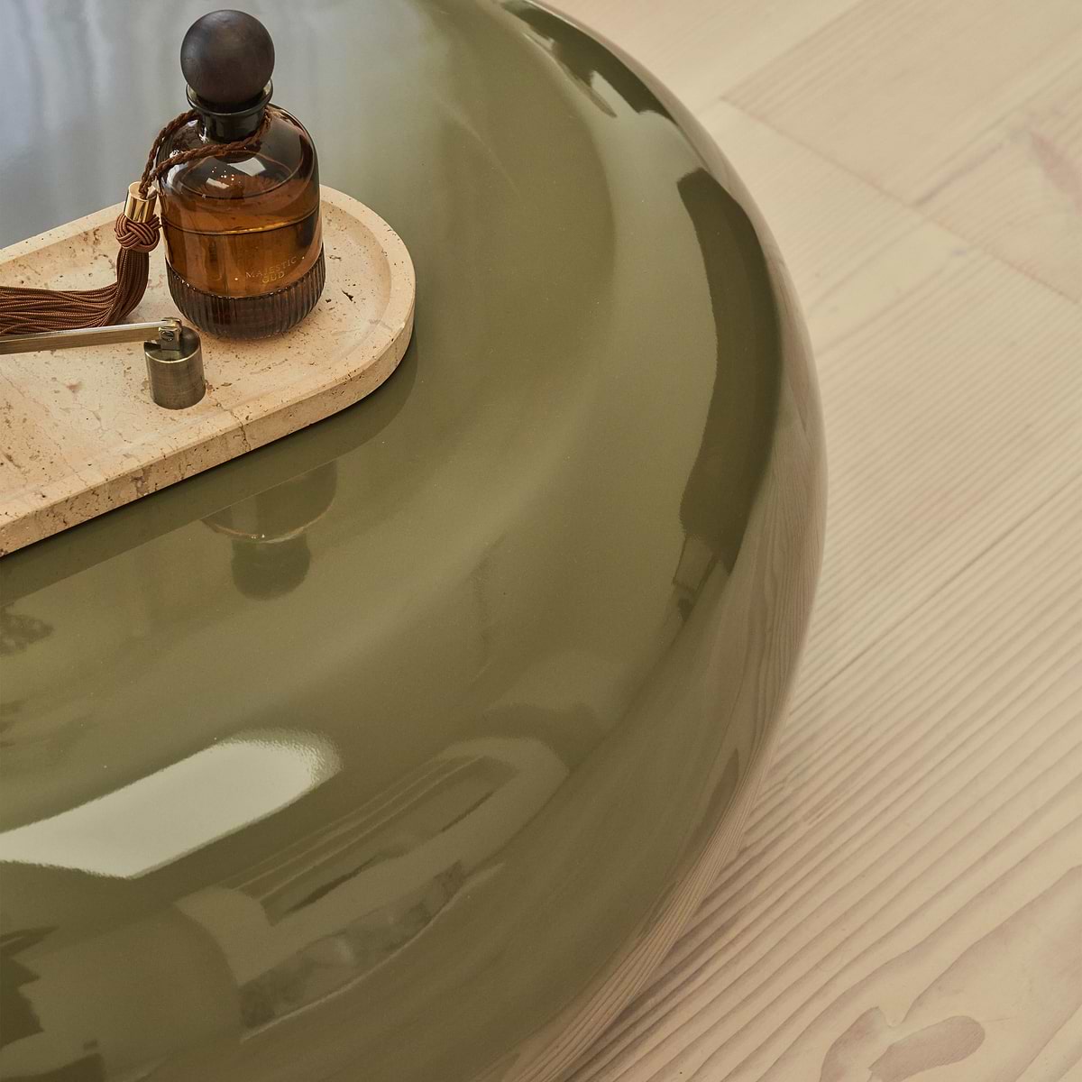 Rivington - High Gloss Olive Green Large Pebble Coffee Table