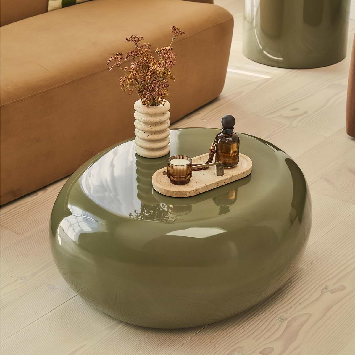 Rivington - High Gloss Olive Green Large Pebble Coffee Table