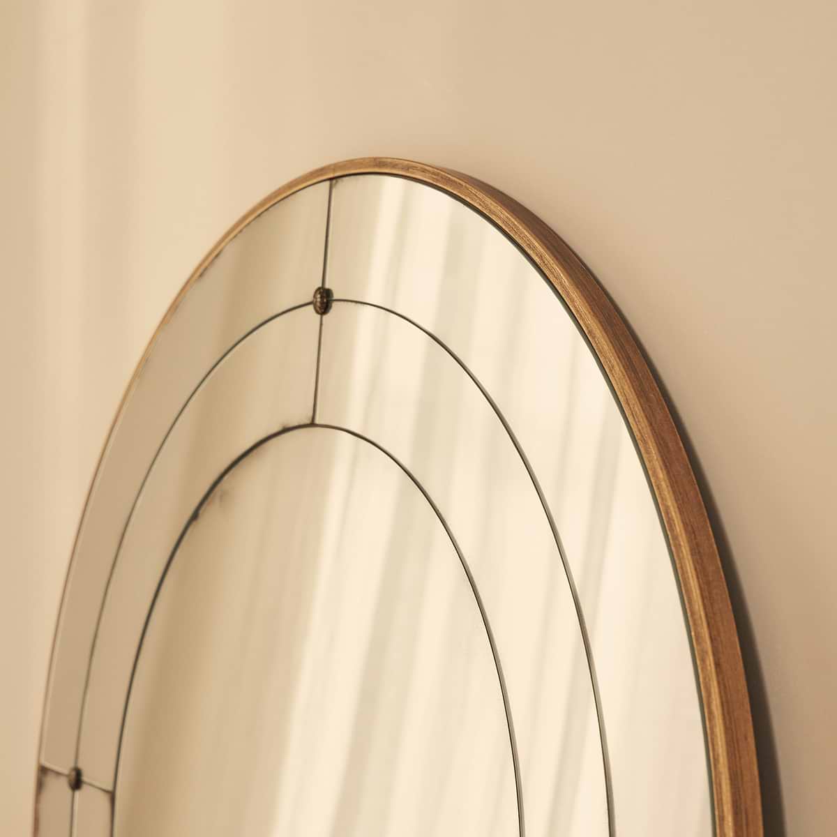 Teramo - Gold Antique Glass Round Metal Wall Mirror 90cm x 90cm