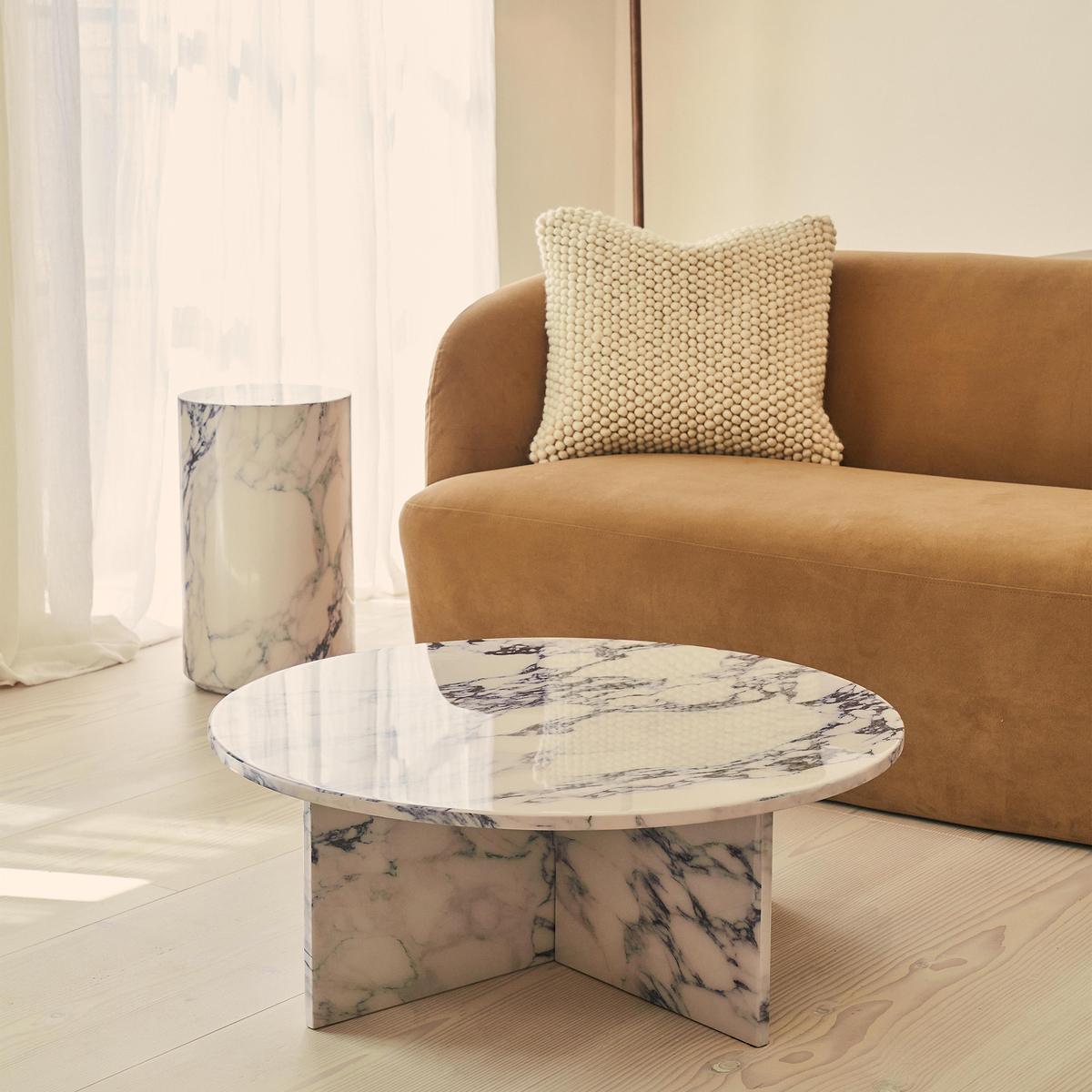 Ravello - Arabescato Round Premium Solid Marble Coffee Table