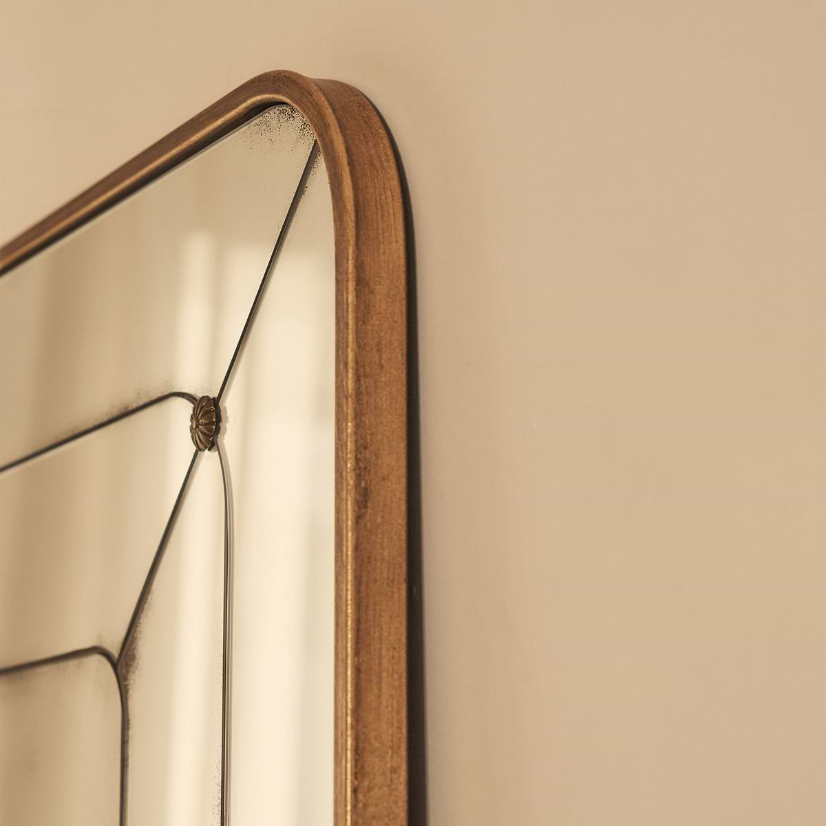 Teramo - Gold Antique Glass Metal Overmantle Mirror 120cm x 80cm