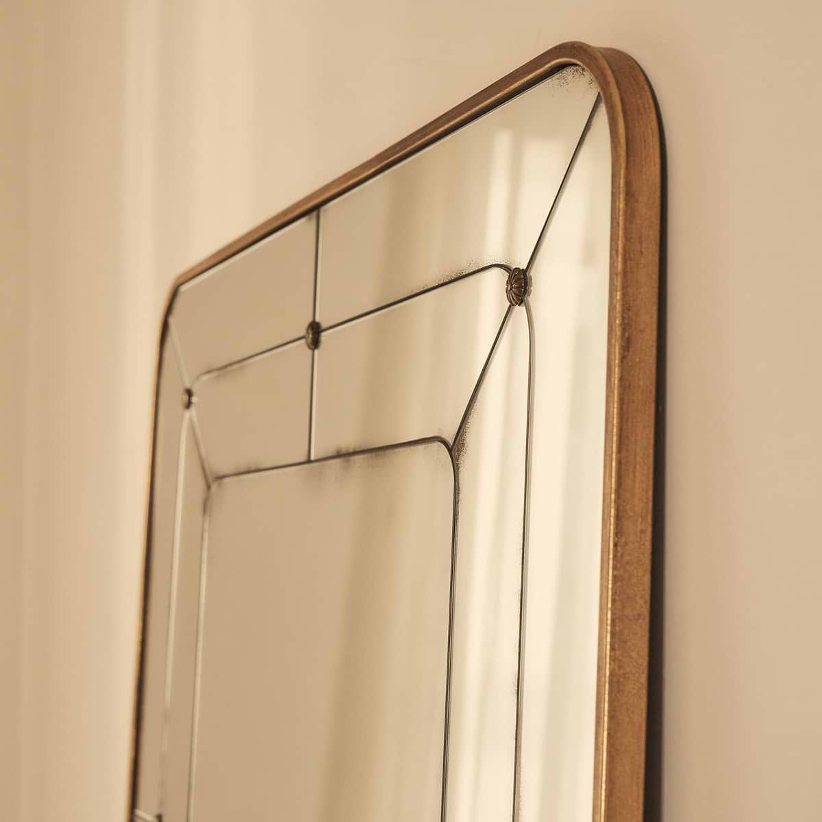 Teramo - Gold Antique Glass Metal Overmantle Mirror 120cm x 80cm
