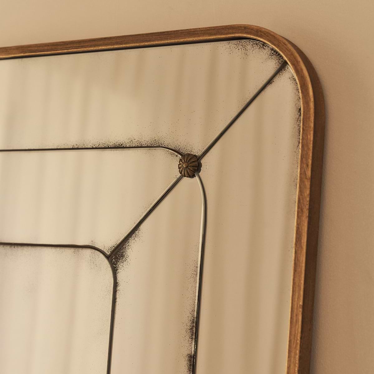 Teramo - Gold Antique Glass Metal Overmantle Mirror 120cm x 80cm