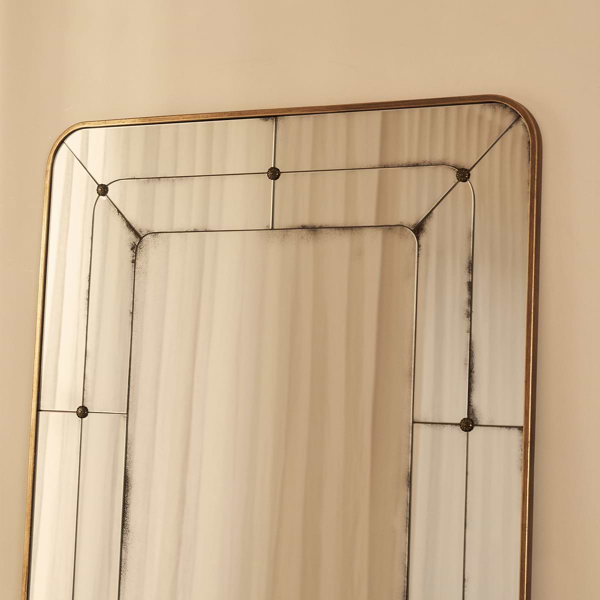 Teramo - Gold Antique Glass Metal Overmantle Mirror 120cm x 80cm