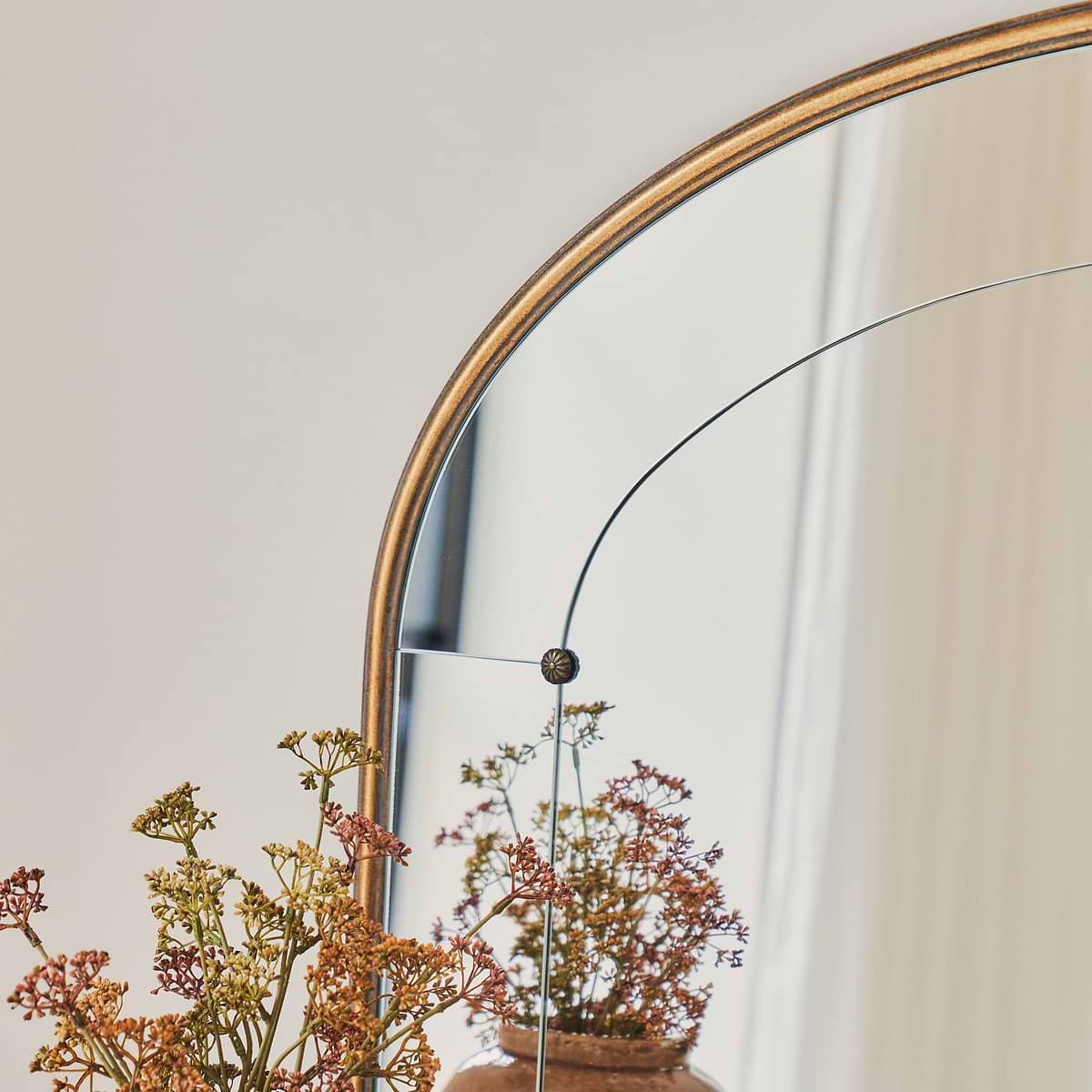 Venosa - Gold Arched Metal Overmantle Mirror 100cm x 80cm