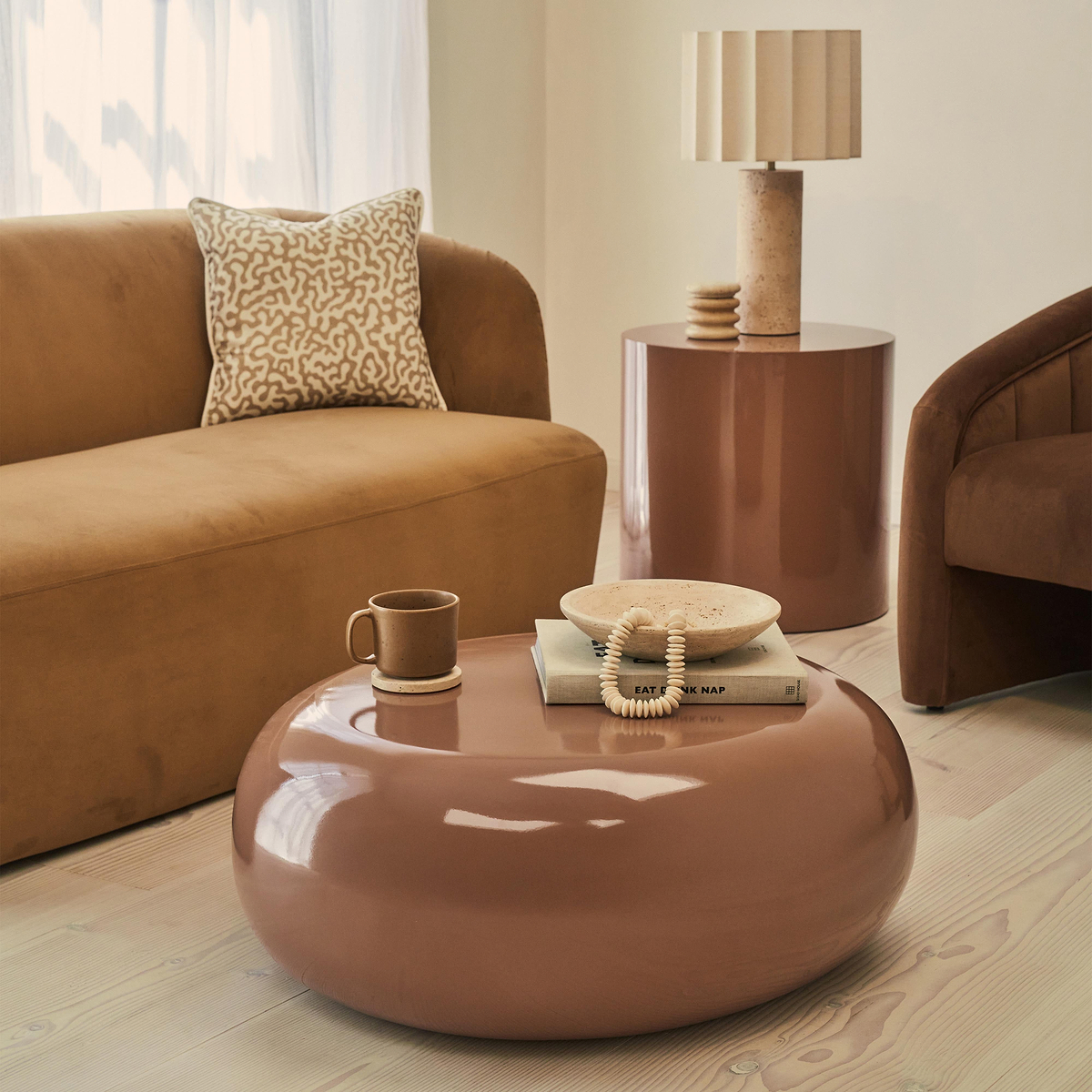 Rivington - High Gloss Mocha Large Pebble Coffee Table