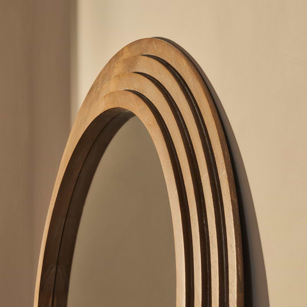 Luciana - Washed Wood Arched Overmantle Mirror 120cm x 100cm