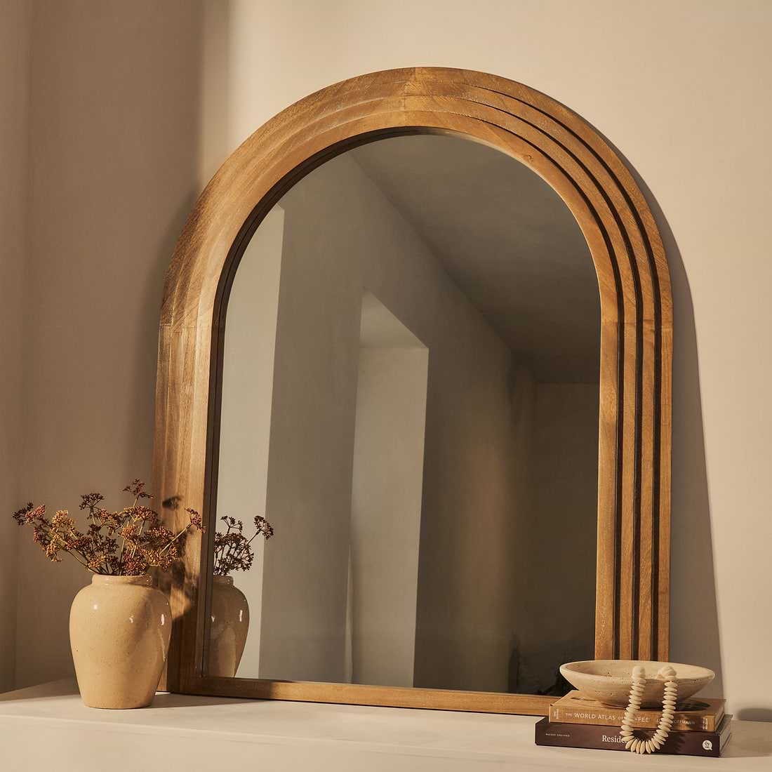 Luciana Washed Arched Overmantle Mirror 120cm x 100cm