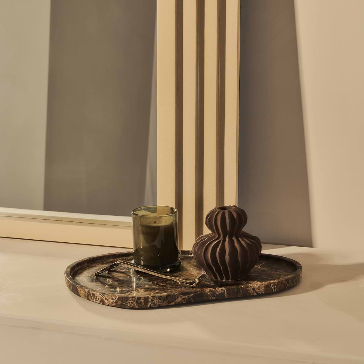 Luciana - Concrete Arched Overmantle Mirror 120cm x 100cm