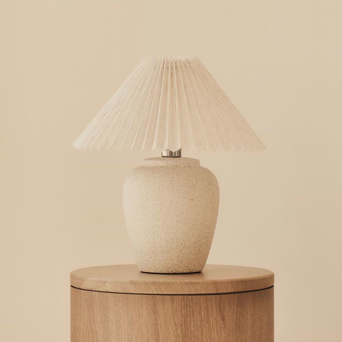 Sicily - Stone Ceramic Pleated Shade Table Lamp
