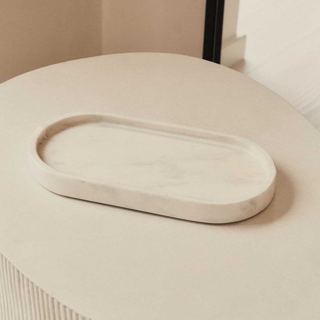 Travara Marble Oval Decorative Tray