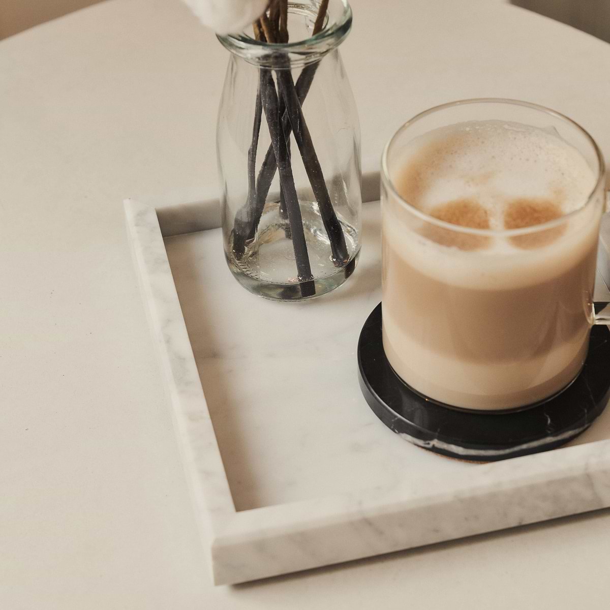 Travara - White Marble Square Decorative Tray