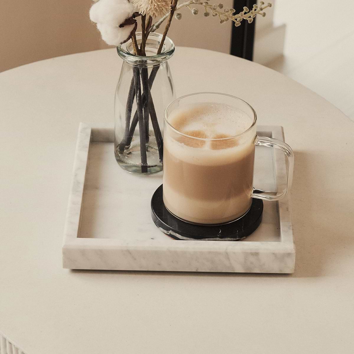 Travara - White Marble Square Decorative Tray