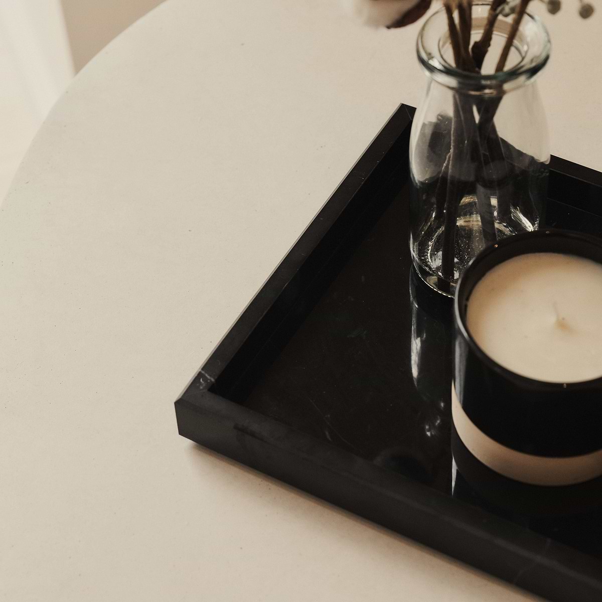 Travara - Black Marble Square Decorative Tray