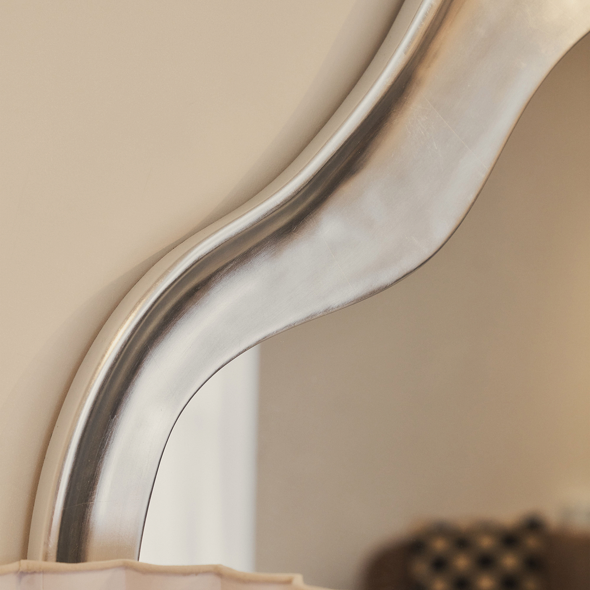 Riva - Brushed Chrome Pond Shaped Irregular Mirror 120cm x 90cm