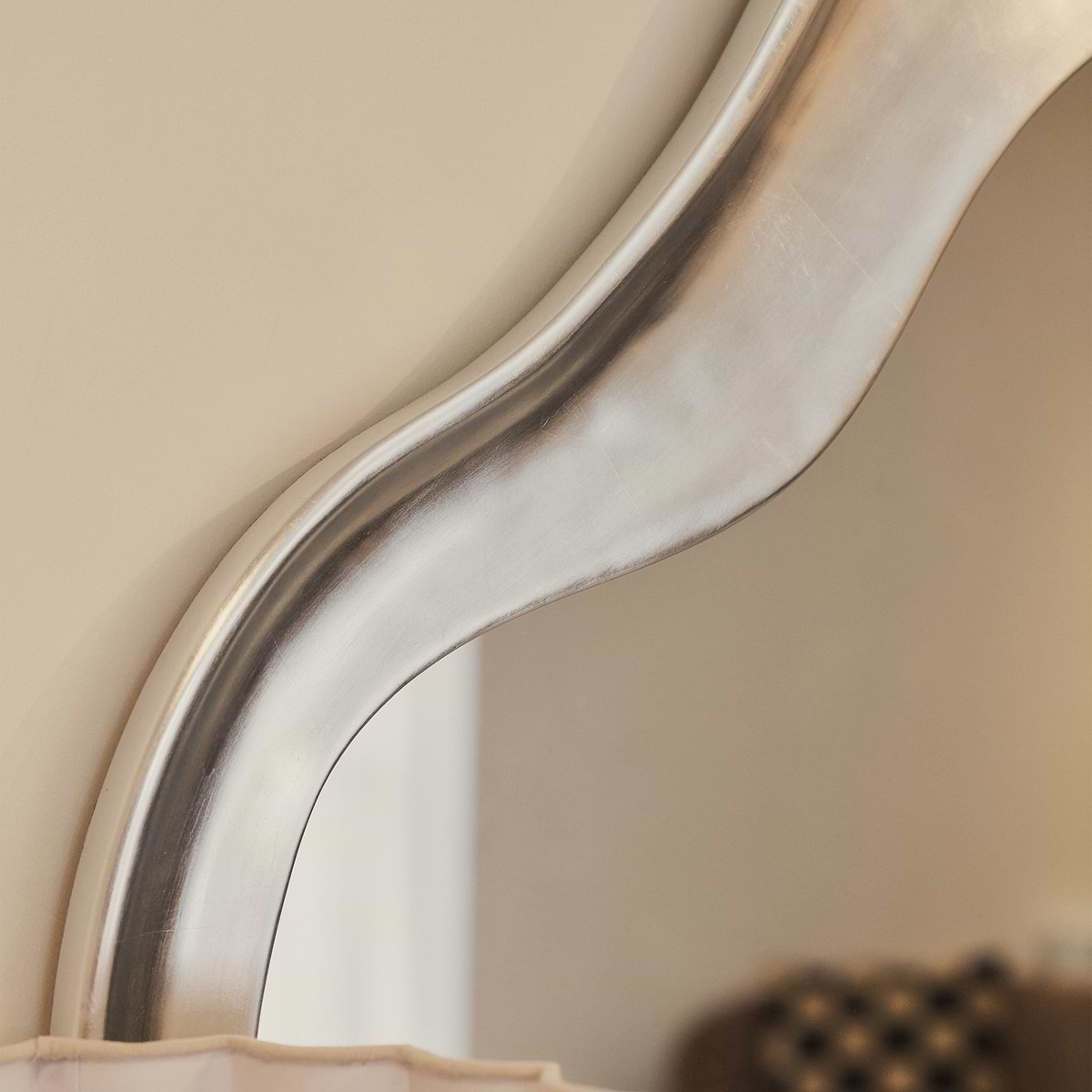Riva - Brushed Chrome Pond Shaped Irregular Mirror 120cm x 90cm