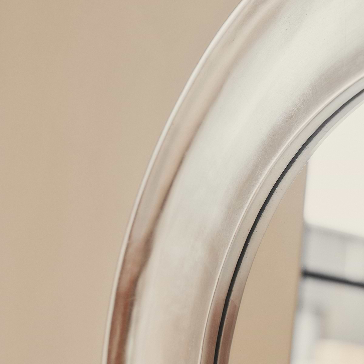 Porta - Full Length Arched Brushed Chrome Large Mirror 180cm x 70cm