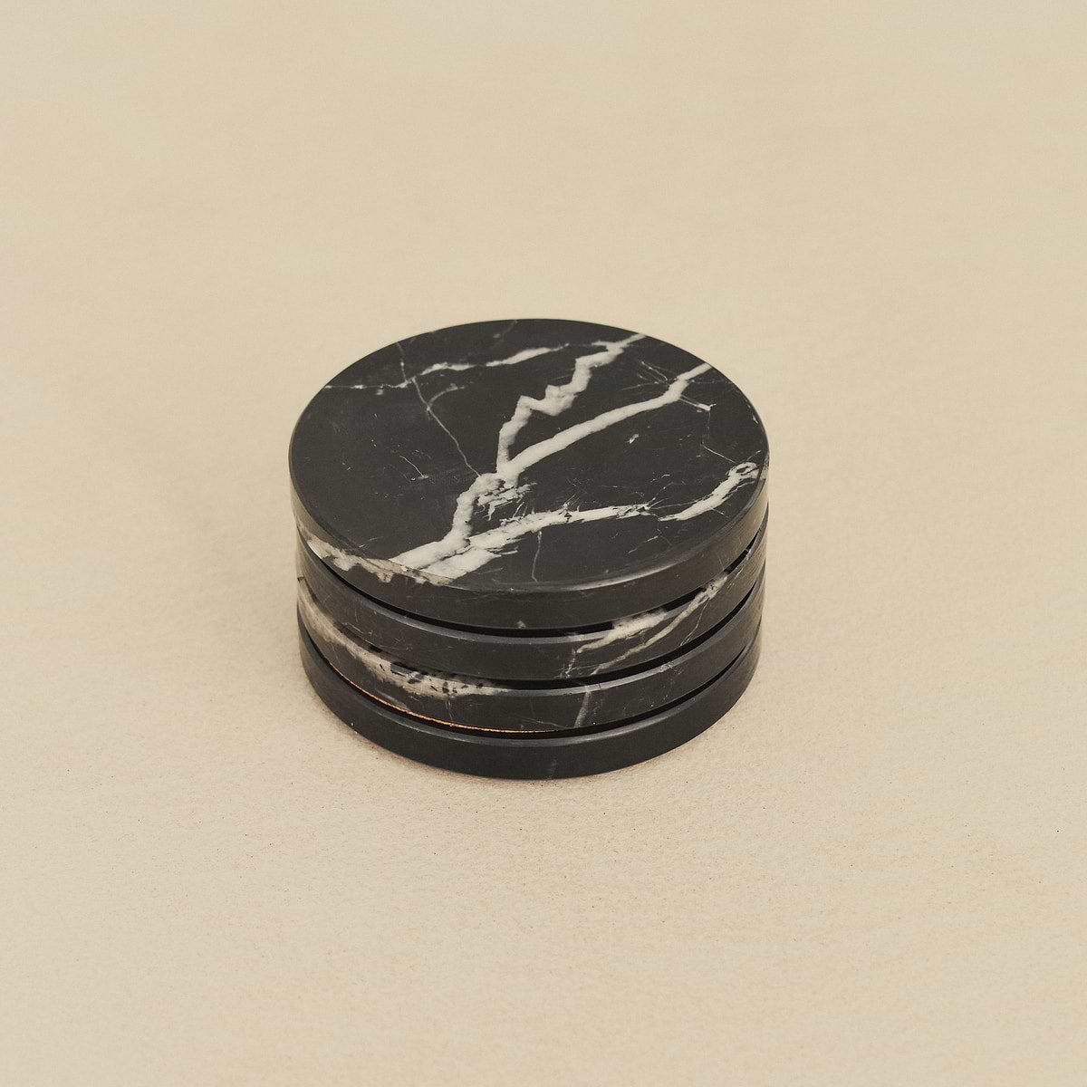 Marbelle - Black Marble Coasters Set of 4 Round