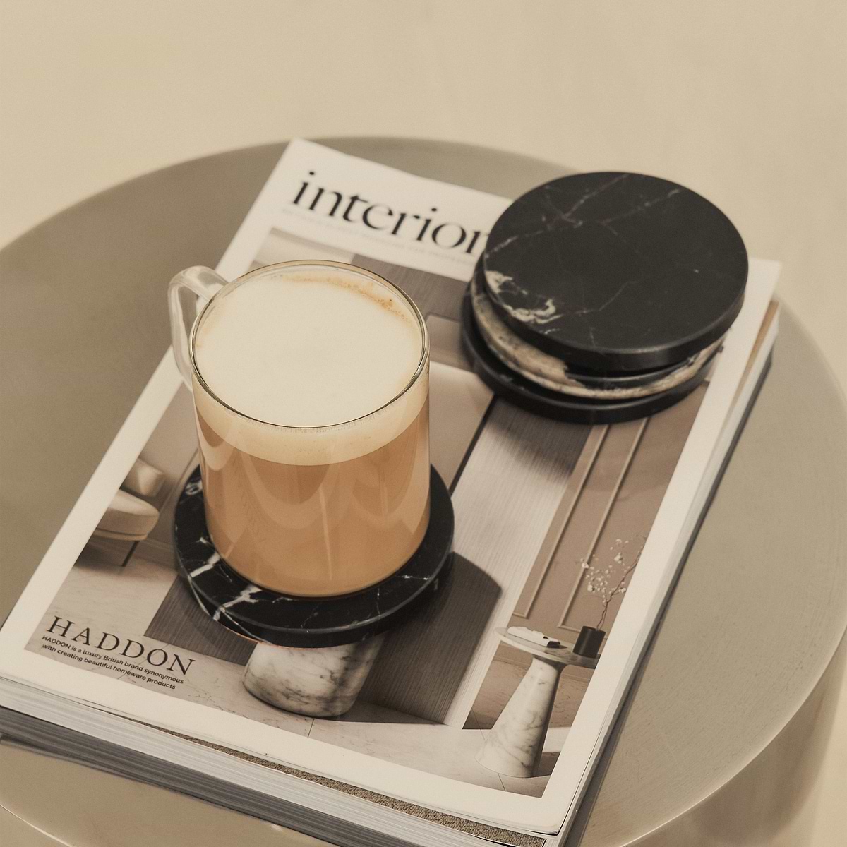 Marbelle - Black Marble Coasters Set of 4 Round