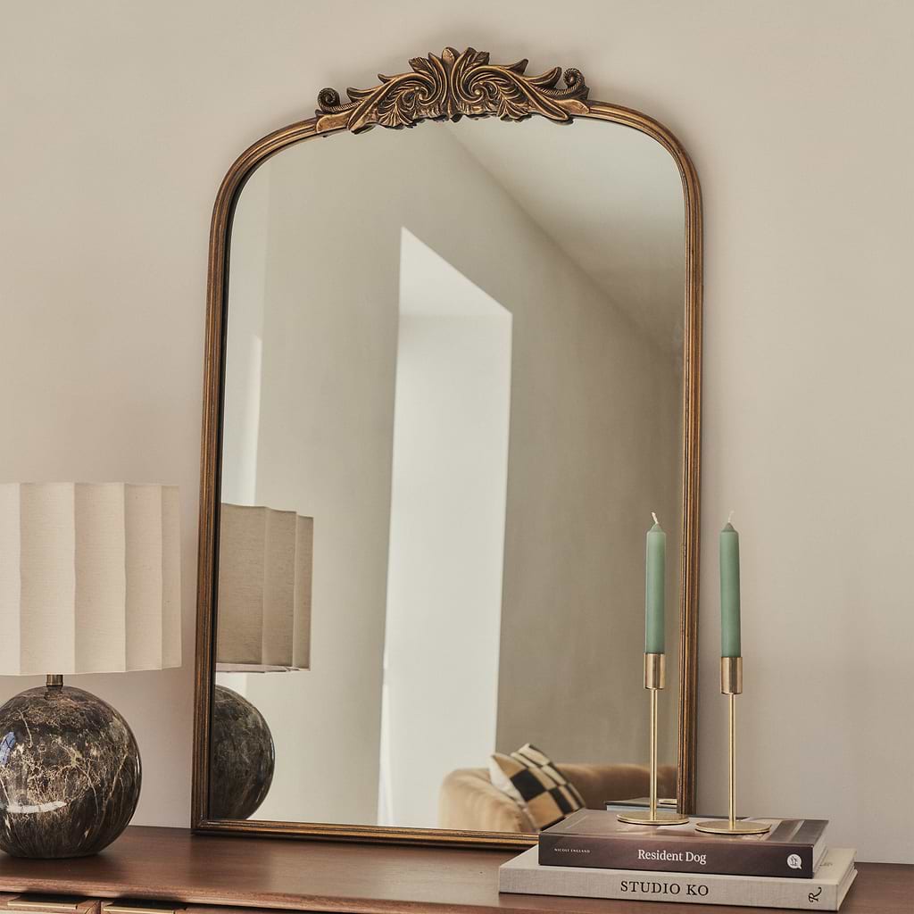 Amelia Arched Metal Portrait Mirror 100cm x 64cm