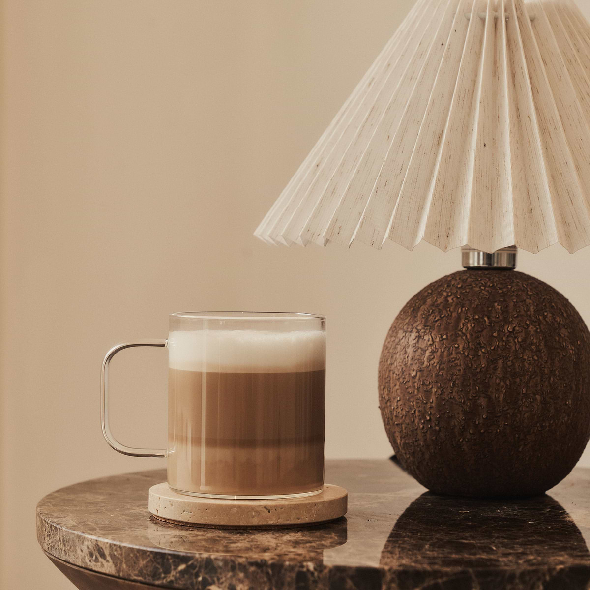 Corsica - Brown Ceramic Pleated Shade Table Lamp