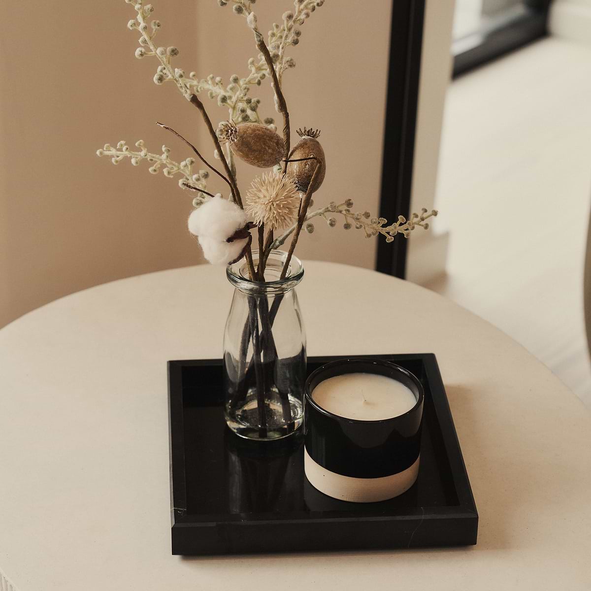 Travara - Black Marble Square Decorative Tray