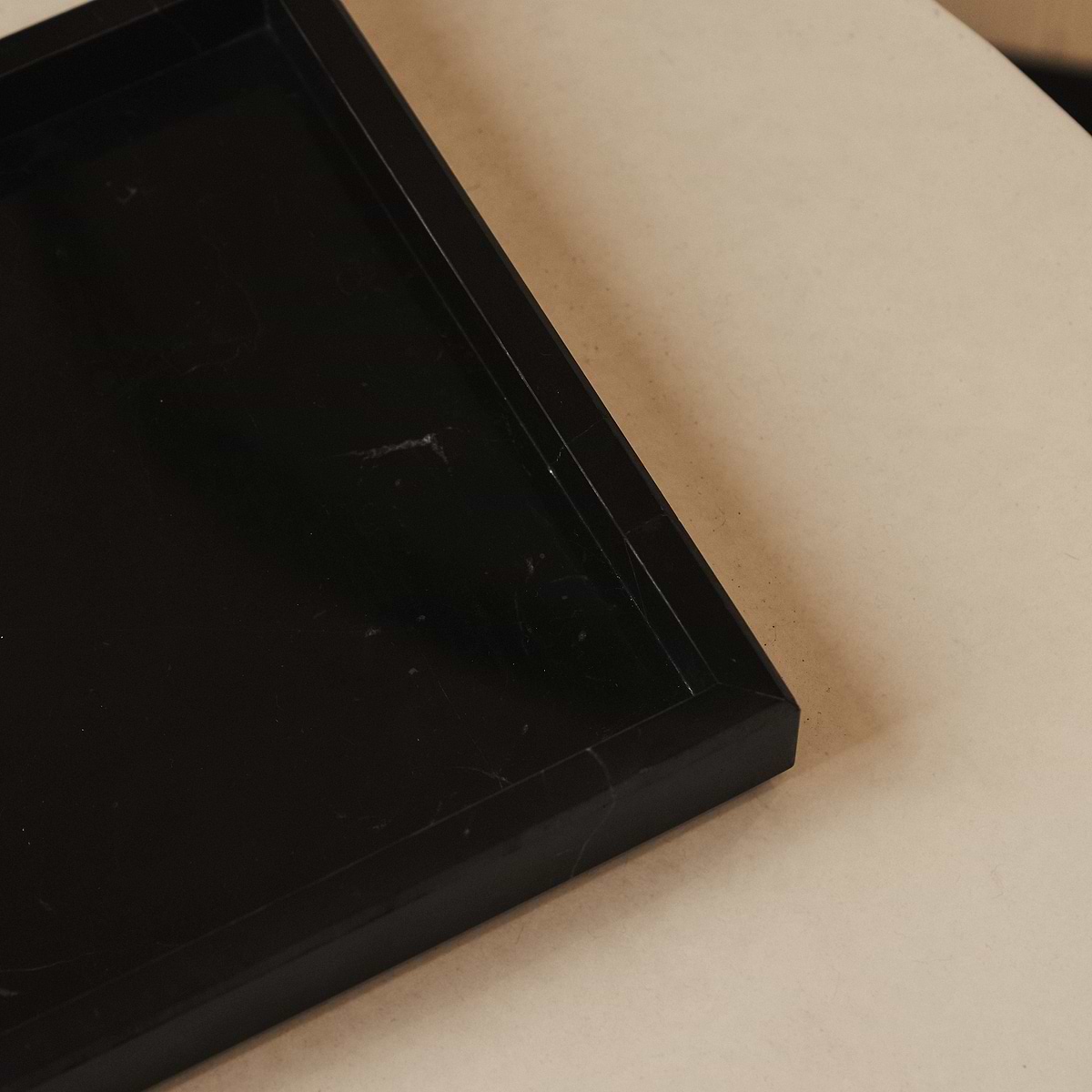 Travara - Black Marble Square Decorative Tray
