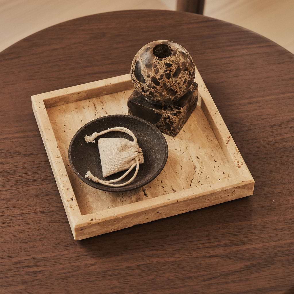 Travara Travertine Square Decorative Tray
