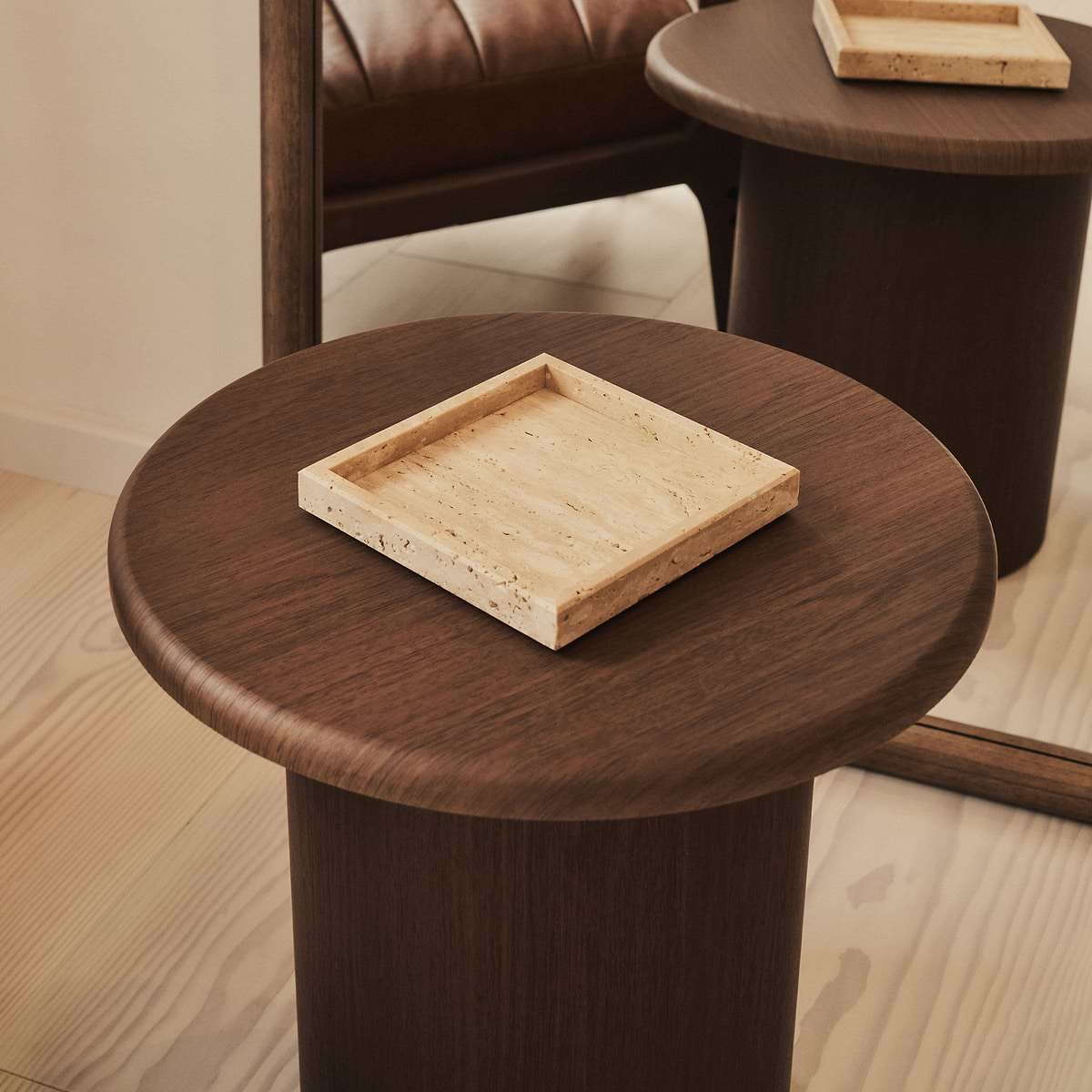 Travara - Cream Travertine Square Decorative Tray