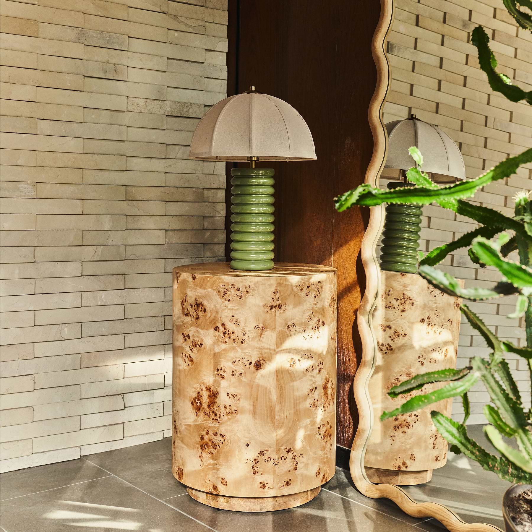 Arbour - Large Natural Burl Wood Premium Round Side Table