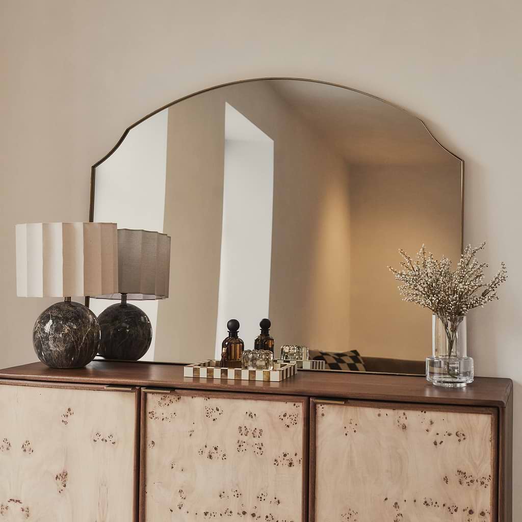 Isla Wide Arched Metal Overmantle Wall Mirror 120cm x 90cm