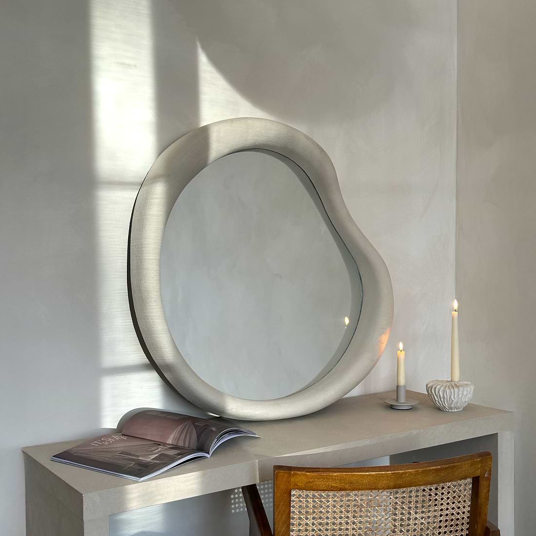 Wabi Sabi Concrete Irregular Wall Mirror 80cm x 72cm