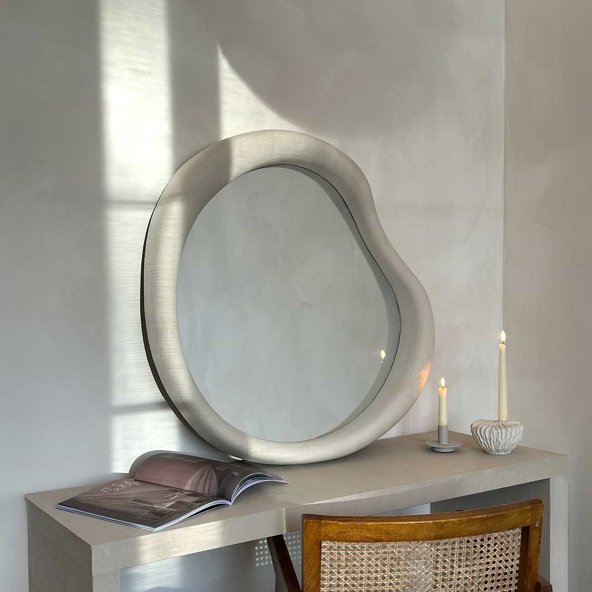Wabi-Sabi - Concrete Irregular Wall Mirror 80cm x 72cm