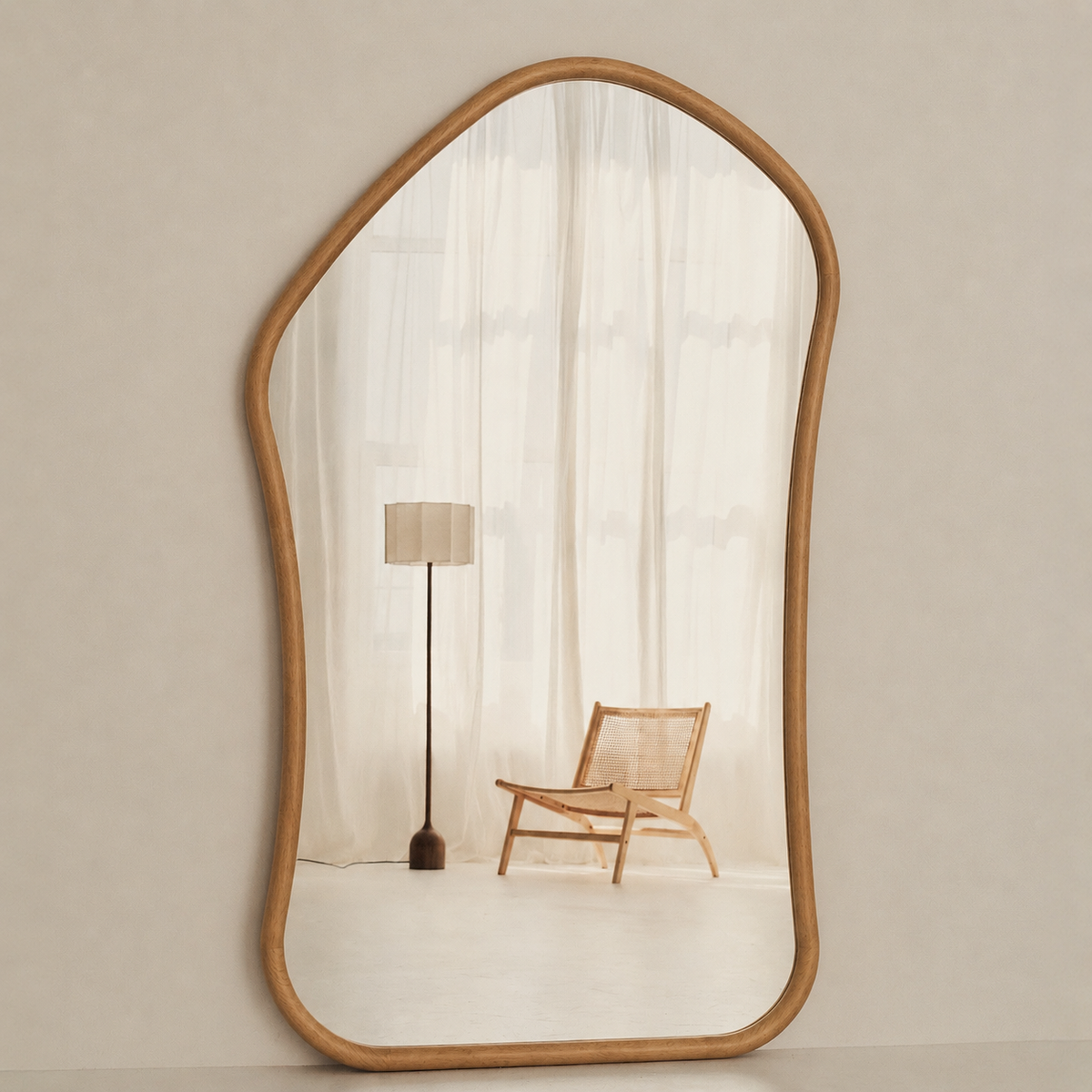 Aaliyah - Extra Large Full Length Warm Wood Irregular Mirror 180cm x 110cm