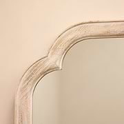 Full Length White Washed Wood Arched Mirror detail shot of distressed wood design