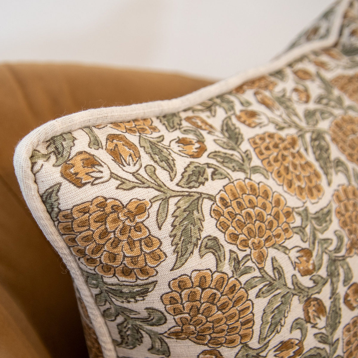 Erisha - Ochre Printed Fabric Cushion