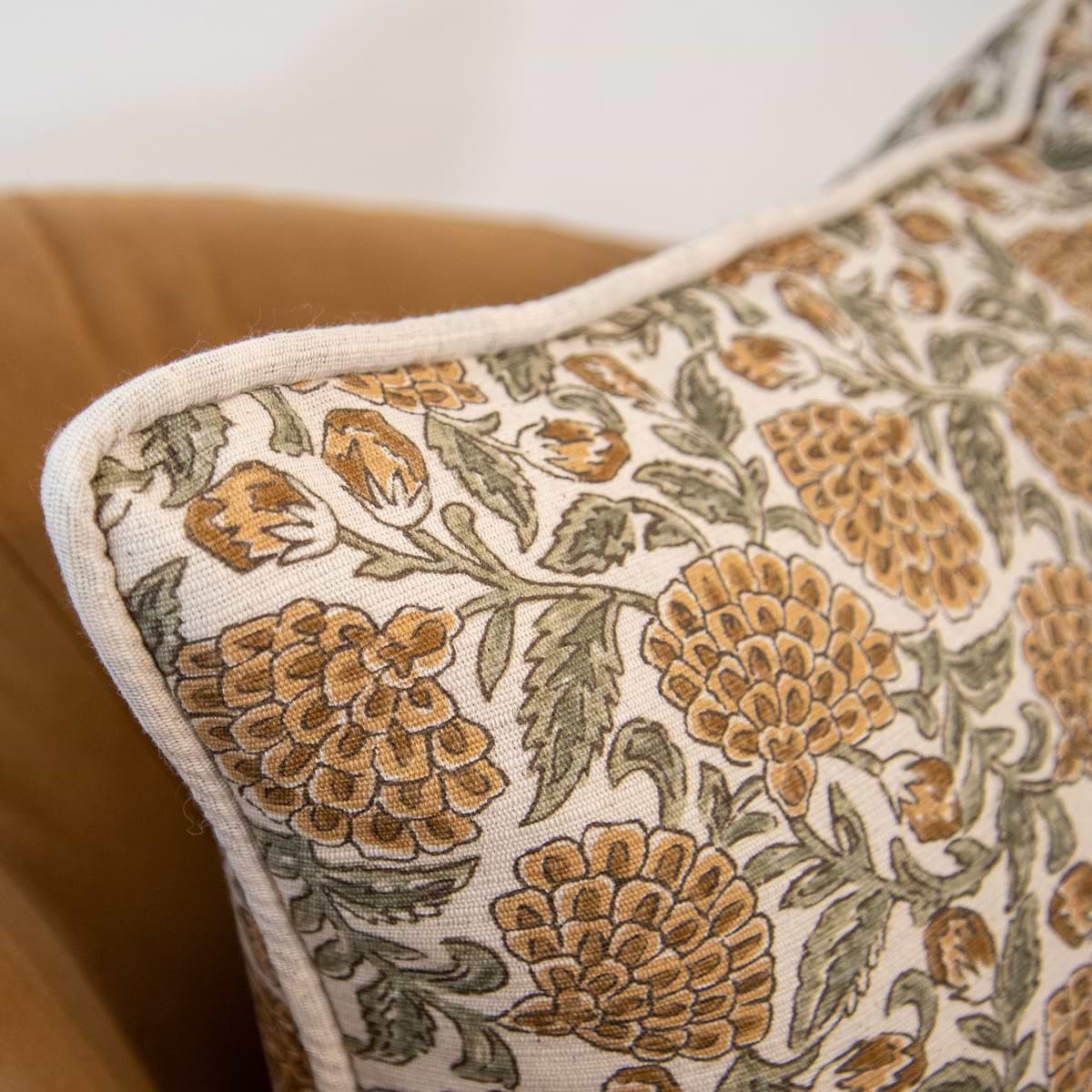 Erisha - Ochre Printed Fabric Cushion