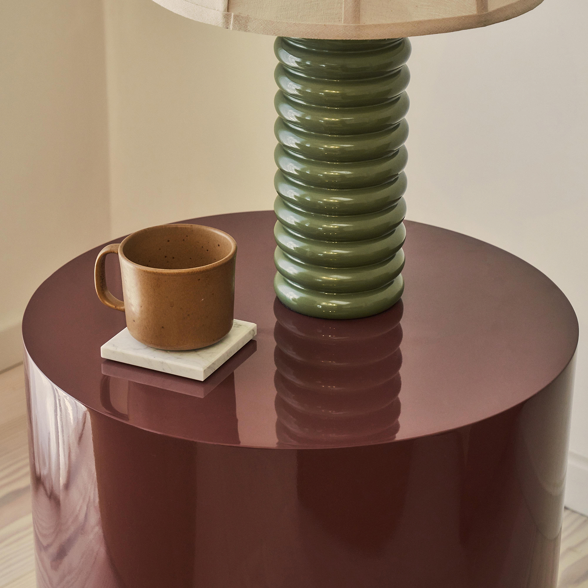 Rivington - High Gloss Burgundy Round Side Table